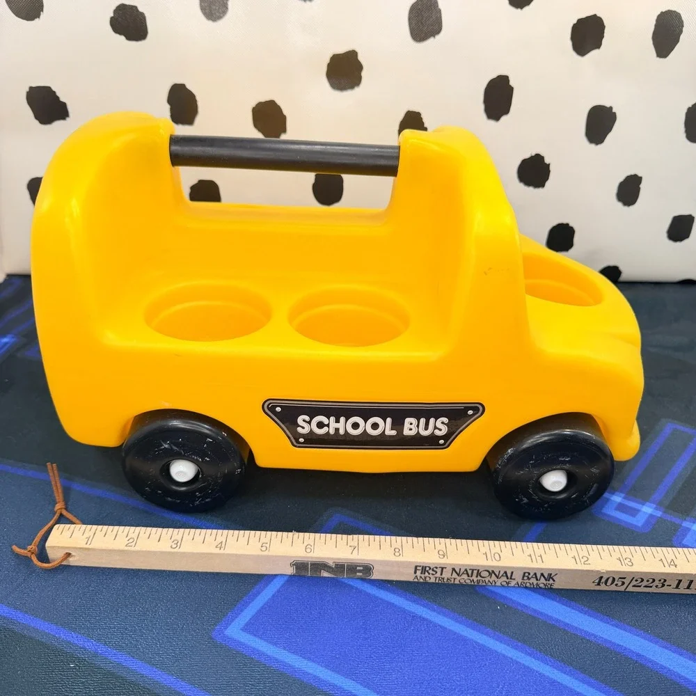 Vintage Step2 Bigger People School Bus Toy w/ 5 Figures & Handle - Made in USA